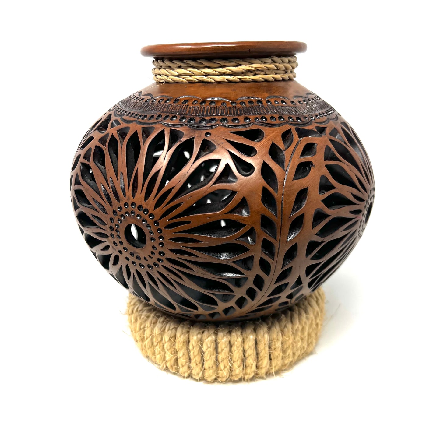 Round Openwork Oaxaca Barro Decorative Ceramic Vase