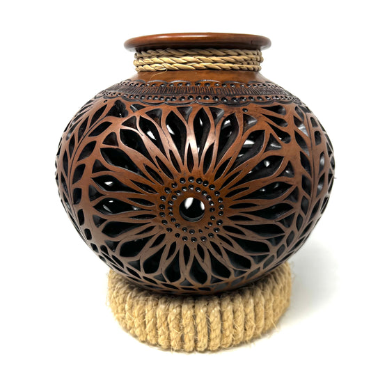 Round Openwork Oaxaca Barro Decorative Ceramic Vase